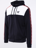 11 Degrees Black Colour Block Taped Piping Hoodie