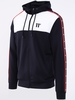11 Degrees Black Colour Block Taped Piping Hoodie