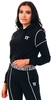 11 Degrees Black Cropped Contrast Coverstitch Pullover Hoodie