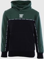 11 Degrees Darkest Spruce Green/Black Colour Block Taped Hoodie