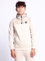 11 Degrees Stone Junior Mixed Fabric Quarter Zip Hoodie