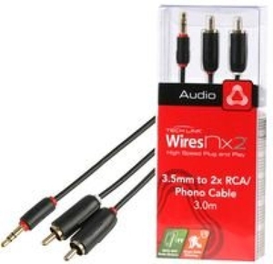 Techlink Wires NX2 3.5mm Stereo - 2 X Phono Plugs - 3m