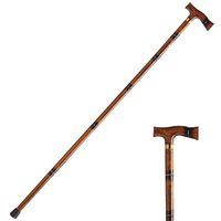 Wooden T Handle Walking Stick - Bamboo Style