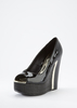 Coleen Gertz Patent Peep Toe Wedge Black
