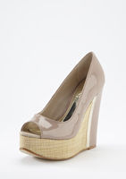 Coleen Gertz Patent Peep Toe Wedge Black