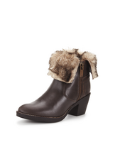 Firetrap Shine Leather Faux Fur Trim Ankle Boots