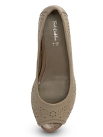 Foot Cushion Chelsea Cut Out Low Wedge Peep Toe Sandals