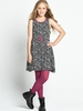 Freespirit Girls Monochrome Graffiti Dress with Pink Drawcord Waist