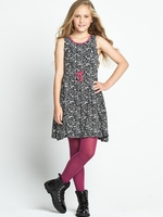Freespirit Girls Monochrome Graffiti Dress with Pink Drawcord Waist