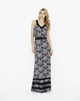 Teatro Ebony Fan Print Jersey Maxi Dress