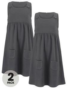 Top Class Girls Pack of Two Jersey Tab Pinafore Dress