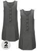 Top Class Girls Pack of Two Woven Button School Uniform Pinafore