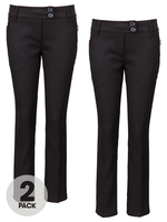 Top Class Girls Pack Of Two Woven Slim Fit Trousers