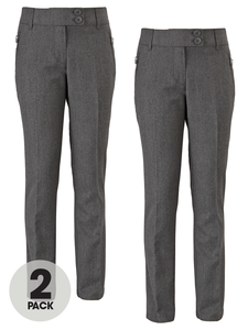 Top Class Pack Of Two Girls Tapered Zip Pocket Trousers